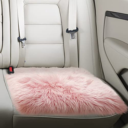 Softlife Pink Faux Fur Sheepskin Chair Cover Seat Cushion Pad Super Soft Area Rugs for Living Bedroom Sofa Dorm (1.6ft x 1.6ft) - color: Pink