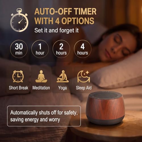 Electronic Tibetan Singing Bowl Portable Meditation Sound Machine 9 Healing Modes Touch Timer Memory for Sleep Yoga Reiki - color: Wood Grain