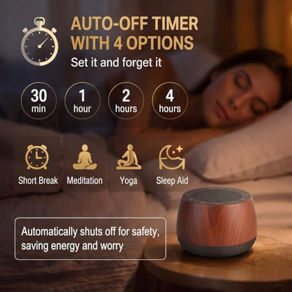 Electronic Tibetan Singing Bowl Portable Meditation Sound Machine 9 Healing Modes Touch Timer Memory for Sleep Yoga Reiki - color: Wood Grain