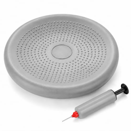 Hanstuten Wobble Seat Cushion Balance Disc - Rubber Wiggle Seat for Active Sitting, Office Desk Chair, and Core Strength Training - color: grey