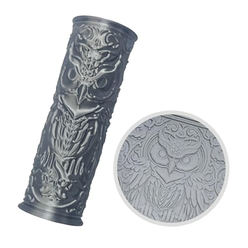 Pottery Clay Owl Texture Roller,Polymer Molding Art Hand Rollers Tools,Embossing Pattern Rolling Pins for DIY Crafts Making,4.1 Inches,Owl,1 Piece - color: Owl