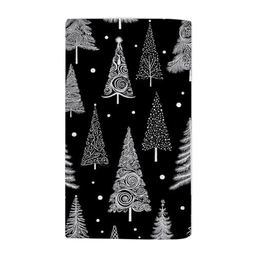 Christmas Tree Beach Towel Black White Leaf Circle Polka Dot Face Towels Suit Travel Sports Pool Swimming Bath Camping Spa Gym Yoga,15x30 Inch - color: Christmas Tree