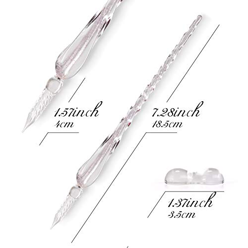 Glass Dip Pen Set,Calligraphy Pen,Crystal Signature Pen for Art, Writing, Signatures -Decoration and Business Gift - color: Pink
