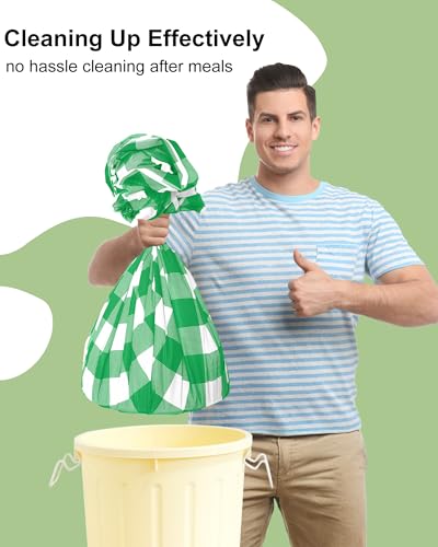 Smiry 8 Packs Gingham Disposable Table Cloth, 54 x 108 Inch Waterproof Plastic Tablecloth, Rectangle Green and White Checkered Table Covers for Party, Birthday, Picnic, Banquet - color: Green and White, size: 54"x108" (Pack of 8)