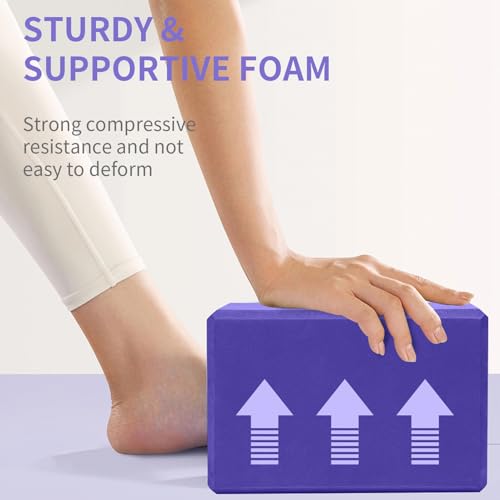 Yoga Blocks, Non Slip Yoga Bricks, Portable & Lightweight - color: 1팩-바이올렛-22.9x15.2x10.2cm(9x6x4인치), size: 9x6x4 IN