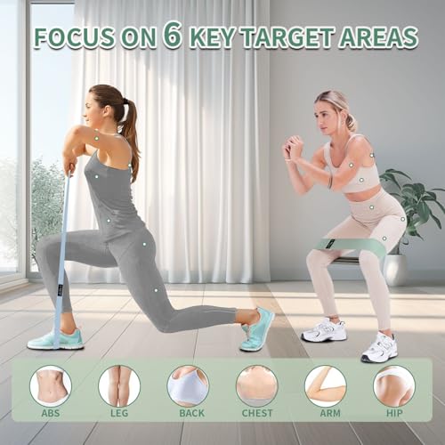HIMESPORNER 9 PCS Fabric Resistance Bands Set for Working Out - color: Blue and Green