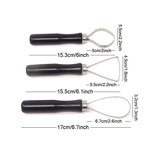 Honbay 3-Piece Clay Sculpture Tools Big Loop Scraper Knife with Sawtooth