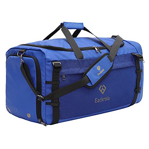 Large Sports Gym Bag, Travel Duffel bag with Wet Pocket & Shoes Compartment for men women, 65L, Lightweight - color: Blue, size: 65L