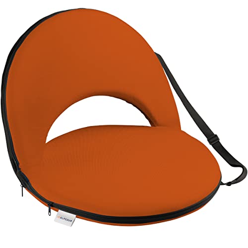 Alpcour Folding Stadium Seat – Deluxe Outdoor Camping Reclining Waterproof Cushion Chair for Bleachers – Best 6-Position Back Support Picnic Bleacher Seats w/Extra Thick Padding for Support & Comfort - color: Orange