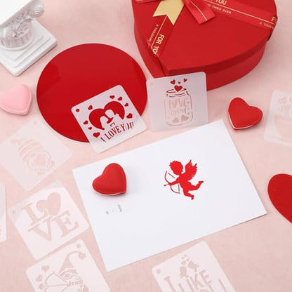 JULMELON 20 Pcs Valentines Day Stencils Reusable Template for Painting Art | PET Plastic, Valentine Stencils for Painting, Valentines Day Crafts Reusable, Wall Floor Rock Art, 3 Inch DIY Projects - style: Valentine's Day Stencils