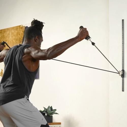 Kinetic Bands Space Saver Gym Resistance Bands Exercise Equipment for at Home Fitness Workout | Resistance Band Wall Anchor with 2 Rails, 2 Rail Cars - style: 5 Resistance Bands, 1 Set of Handles
