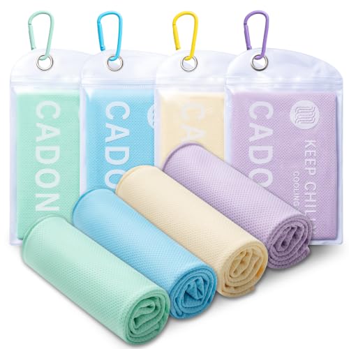 4팩 쿨링 타월 (101.6cm x 30.5cm(40 x 12인치)), 부드럽고 통기성이 좋은 차가운 타월, 아이스 타월 - color: 민트 그린 / 크림 옐로우 / 스카이 블루 / 라이트 퍼플