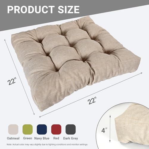 Large Square Floor Cushions Set of 2, 22 x 22 Inch with Non-Slip Bottom, Memory Foam Floor Pillow for Sitting, Meditation & Yoga, Soft Supportive Floor Seating Cushion for Adults & Kids (2, Oatmeal) - color: Oatmeal