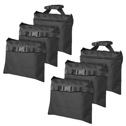 6 Packs Sand Bags - Heavy Duty SandBags for Backdrop Stand, SandBag for Weight, Weight Sand Bags with Zipper and Buckle Straps for Support Light Stand - size: 6 PCS