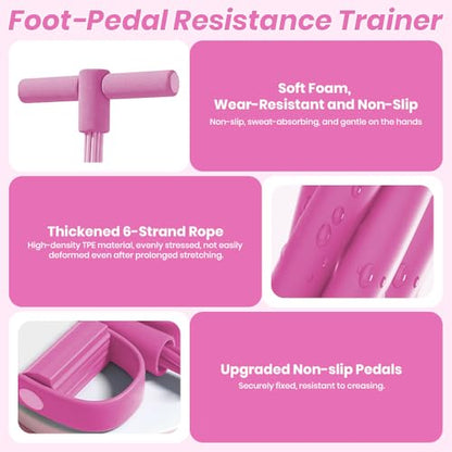 Resistance Bands Set for Women, 7-Piece Resistance Bands with Handles, Figure-8 Band & 5 Yoga Loop Bands, Medium Resistance for Home Gym, Pilates, Yoga, Stretching & Strength Training - color: pink