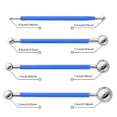 9PCS Clay Ball Stylus & Nail Art Tool Set, Dual-Ended | Metal Ball Stylus Pens & Fine Detail Brushes for Nail Art, Polymer Clay, Pottery, Ceramic Sculpting & DIY Crafts - color: 9Pcs
