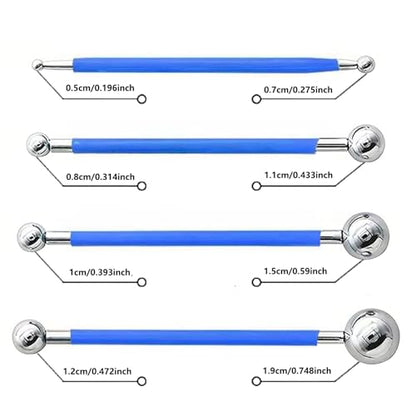 9PCS Clay Ball Stylus & Nail Art Tool Set, Dual-Ended | Metal Ball Stylus Pens & Fine Detail Brushes for Nail Art, Polymer Clay, Pottery, Ceramic Sculpting & DIY Crafts - color: 9Pcs