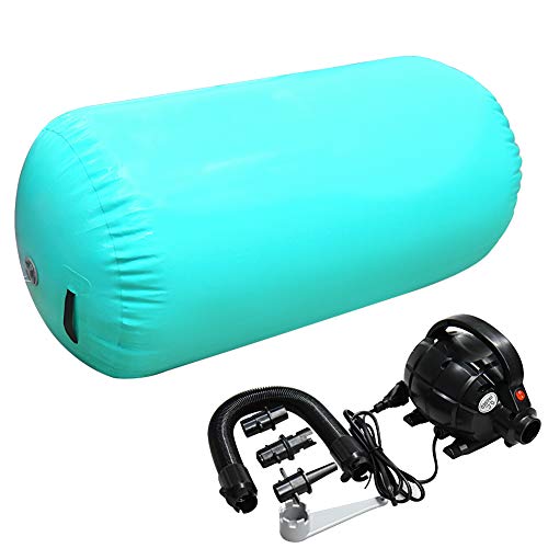 GLANT Air Mat Tumble Track AirSpot - Gymnastics Training Springboard - Round Inflatable Springboard - color: Air Roller-Mint Green（WIth Pump）, size: (Diam)29.5in*（H）47.3in