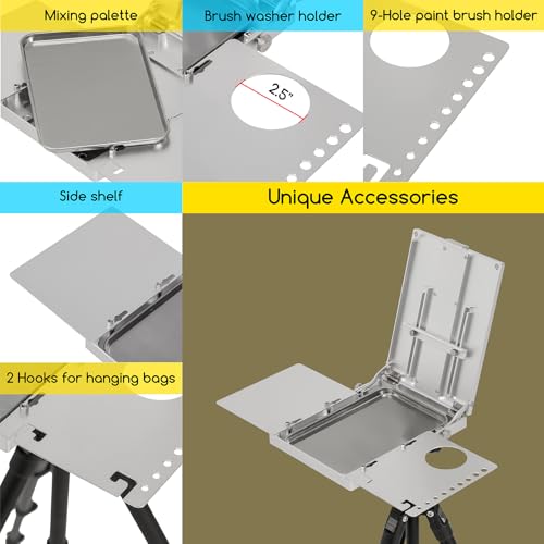 MEEDEN Plein Air Easel for Painting: Adjustable Aluminum Alloy Sketchbox Easel, Collapsible Portable Tripod for Artists, Travel Art Easel Desktop Table Easel Stand
