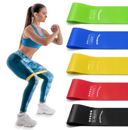 Bingwaah Loop Resistance Exercise Bands – Fabric & Elastic Sets of Exercise Bands for Strength Training - Rehab, Yoga, Pilates & Home Workout with Instruction Guide