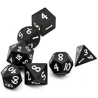 Ebony Wood DND Dice Set Wooden Polyhedral Dice Set for Tabletop Game - color: Ebony Wood
