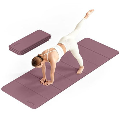 PAIDU Foldable Yoga Mat 10mm Thick, 75"x26" Non-Slip Fitness Exercise Mat - color: Deep Pink
