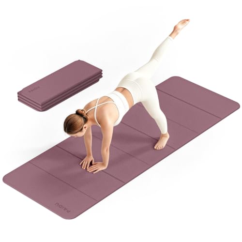 PAIDU Foldable Yoga Mat 10mm Thick, 75"x26" Non-Slip Fitness Exercise Mat - color: Deep Pink