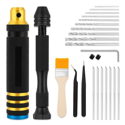 Mandala Crafts 25 PC Model Building Hobby Tools Kit for Scribing Miniatures | Scribe Handle, Drill, Tweezers, Brush for Plastic, Miniatures, Mecha, Scale Kits, Aircraft, Tanks, Ships, Cars, Metal & Resin - style: Model Metal Scribing Tool 30 PCs