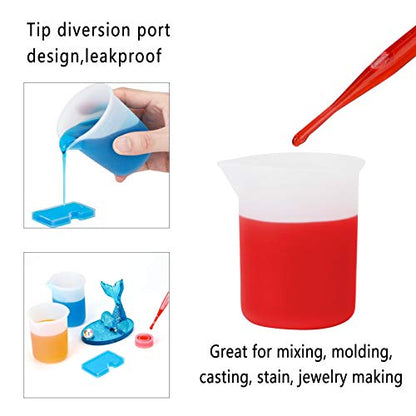 100ml Resin Measuring Cups, 9PCS 3 oz Graduated Silicone Resin Mixing Cups, Reusable Stir and Pour Tools for Epoxy Resin, Jewelry Casting Moulds, Acrylic Paint Pouring, Cup Making - size: Small-100ml*9
