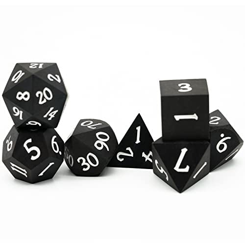 Ebony Wood DND Dice Set Wooden Polyhedral Dice Set for Tabletop Game - color: Ebony Wood