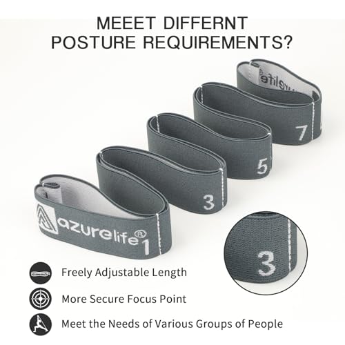 A AZURELIFE Elastic Yoga Stretching Strap, Multi-Loop Stretch Strap for Physical Therapy, Pilates, Yoga, Dance & Gymnastics Exercise and Flexible Pilates Stretch Band - color: Elastic-Gray