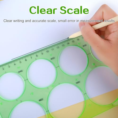 Circle Template for Drawing, Ymapinc 4Pcs Plastic Oval/Triangle Stencil | Transparent Geometric Measuring Drafting Rulers for School Office Supplies