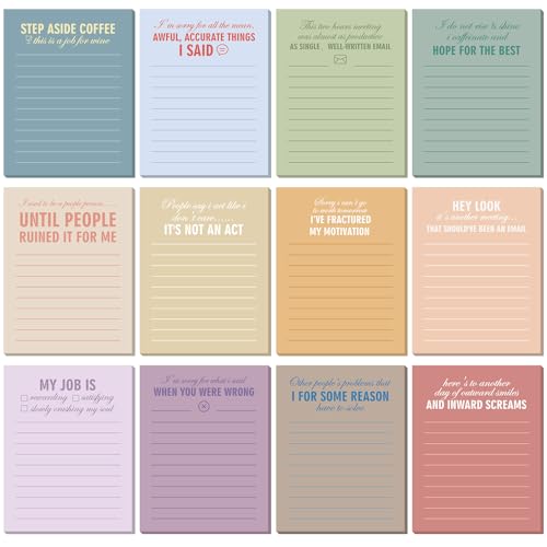 Pajean 12 Designs Funny Sticky Notes, Office to Do List,Vintage Style | Sarcastic Notepads with Funny Sayings, 3 X 3.93 Inch Sticky Memo Pads, Assorted Colors, Office Desk Supplies - style: Vintage Style
