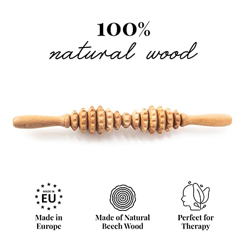 Tuuli Accessories - Oval Wooden Massage Roller, Multi-Functional Body Roller for Cellulite, Muscle Tension and Skin Health Support, Natural Massager for Women and Men