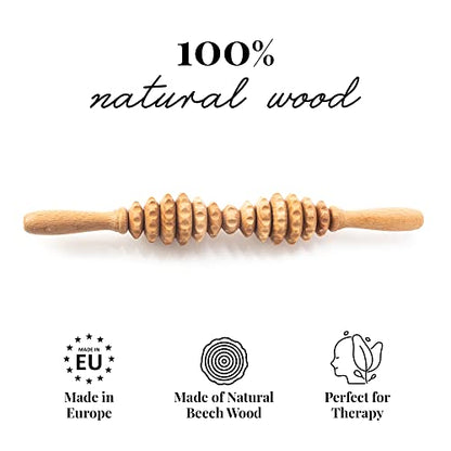 Tuuli Accessories - Oval Wooden Massage Roller, Multi-Functional Body Roller for Cellulite, Muscle Tension and Skin Health Support, Natural Massager for Women and Men