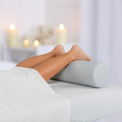 EarthLite Massage Bolster Pillow Full Round – Durable, Easy to Clean 100% PU Upholstery incl. Strap Handle/Professional Quality CFC-Free/Back Pain Relief - color: Sterling