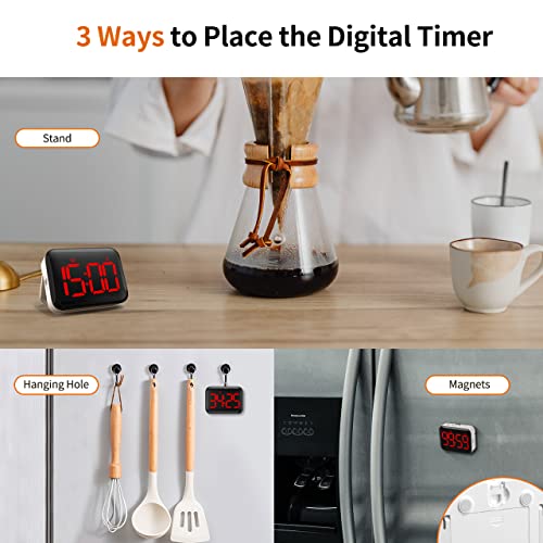 Digital Kitchen Timer, Magnetic Large Display for Cooking & Classroom - color: Dark Red