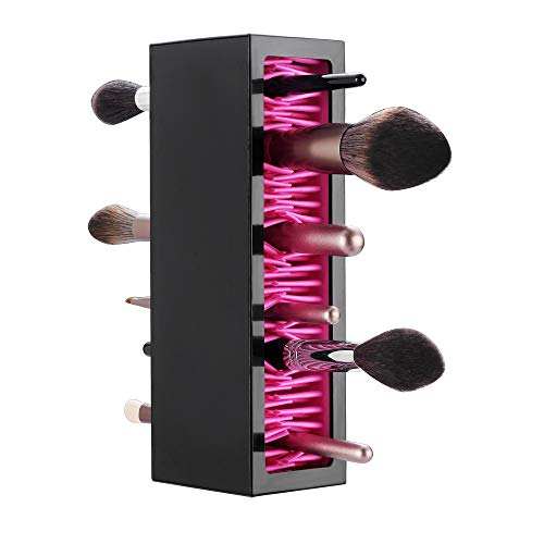 JAMEND CLXP Makeup Brushes Holder Organizer, Silicone Vanity Air Drying Rack Display Storage for Brush, Eyeliners and More, Practical Cosmetic Tools Container (Red-Black) - color: Red-Black