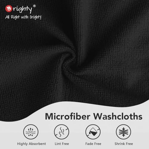 Orighty Washcloths Bulk, 200 Pack Microfiber Face Towels, 12x12 Inch Black - color: Black