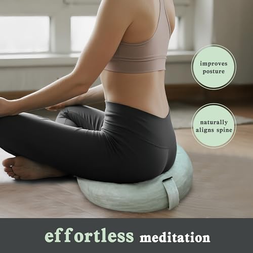 Meditation Cushion,Comfortable Floor Pillow, Memory Foam Fill in Meditation Pillow with Velvet Cover,Floor Cushion Seating for Adults,Premium Yoga Bolster (Grey)