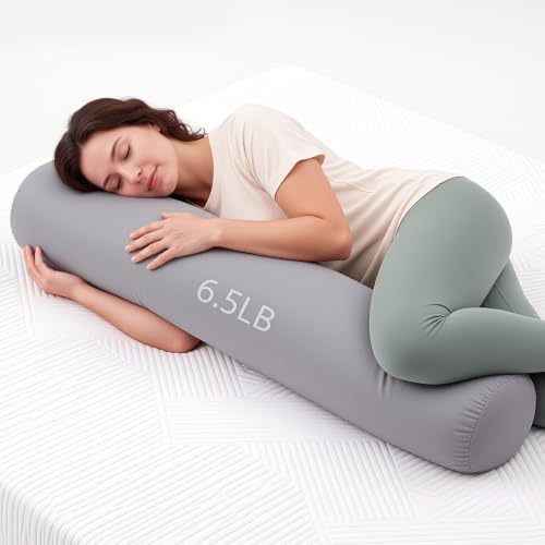 41 x 10 Inch Body Pillow for Adults, Weighted Cylindrical Long Round Pillow, Large Washable Full Bolster Pillows Soft Cover for Side Sleepers Sleeping Bedroom, Living Room