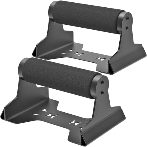 SELEWARE Wood Push Up Bars Steel Calisthenic Parallette Bars Handstand Bars | Anti-Slip Parallettes for Calisthenics, Fitness, Floor Workouts, Solid Wood Handle with Sturdy Metal Bracket Support 600 lbs - color: C: Foam Covered Grip (7.3"L x 4.1"H)