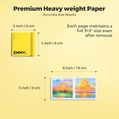 ENMY Acrylic Marker Sketch Pad, 3×3 inch Bleed-Proof Marker Paper,140lb/300gsm Heavyweight Sketchbook, 30 Sheets Drawing Pad Glue-Bound with Hard Backing for Artists, Students (8×8 cm) - size: S（3×3 inch）