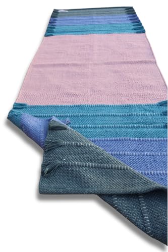Jaipur Art & Rugs Cotton Yoga Rug - Eco-Friendly Hand-Woven Thick Mat (24”x72”x5mm) for Everyday Fitness at Home - Comfortable & Extra-Long - color: Multicolor 2