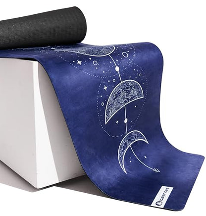 Yoga Mat With Strap 5mm Non Slip Suede & TPE - Eco-Friendly Fitness & Exercise Mat for Home Gym, Pilates, Hot Yoga, and Meditation - Lightweight Durable 72 x 24 inch Workout Mat for Women, Men - color: Blue