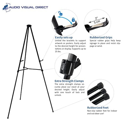 Lightweight Aluminum Telescoping Display Easel, 70 Inches, Black - style: Black Display Easel