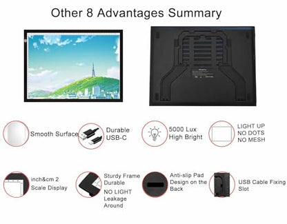 WELZK 5000mAh Rechargeable Diamond Art Light Board, Tracing Box Side Button | 5000mAh Battery, Side Buttons, 3 Color Temps 2800K-12000K, 10-Level Dimmable, 7-Level Stand, Smooth Surface - style: A3 3-Colors with Battery and Stand