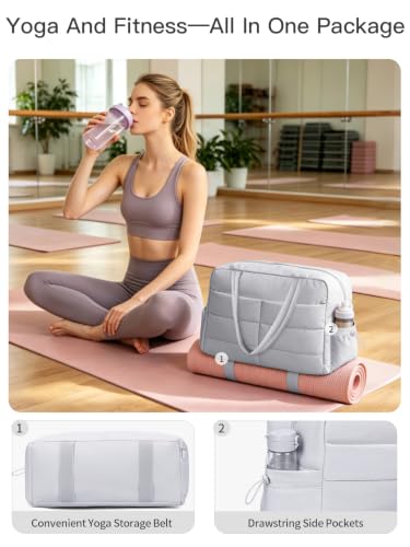 Gitus Travel Duffle Bag for Women Puffer Weekender Bags Carry on Gym Bag - color: Lightgrey