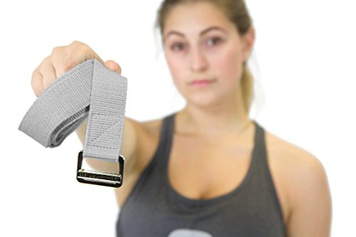 Gradient Fitness Yoga Strap, Friction-Less Easy-Feed Buckle, Super Soft Cotton/Polyester Blend Webbing, Free eGuide. (8 Feet) - color: Grey