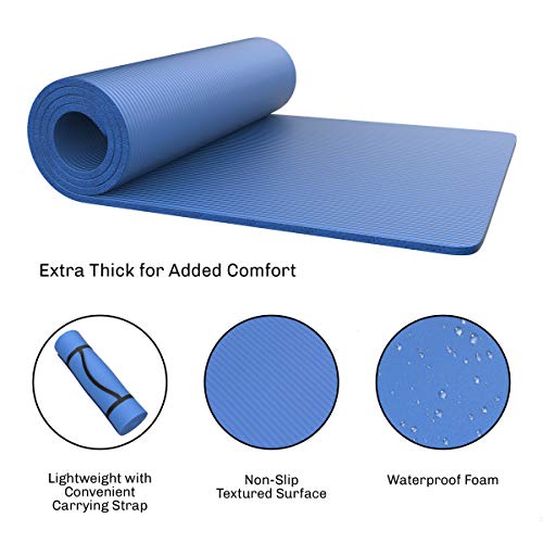 Foam Sleeping Pad - Lightweight Mat for Camping, Cots, Tents, Backpacking, and Yoga - Non-Slip and Waterproof with Handle by Wakeman - color: Blue